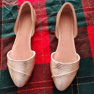 TOMS Jutti D'Orsay Flats Rose Gold Metallic Jaquard